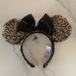 Disney Leopard Print Ears Headband with Black Bow(adult)